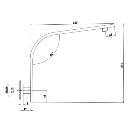 Sapho - Sprchové rameno hranaté 33 cm lesklý chrom