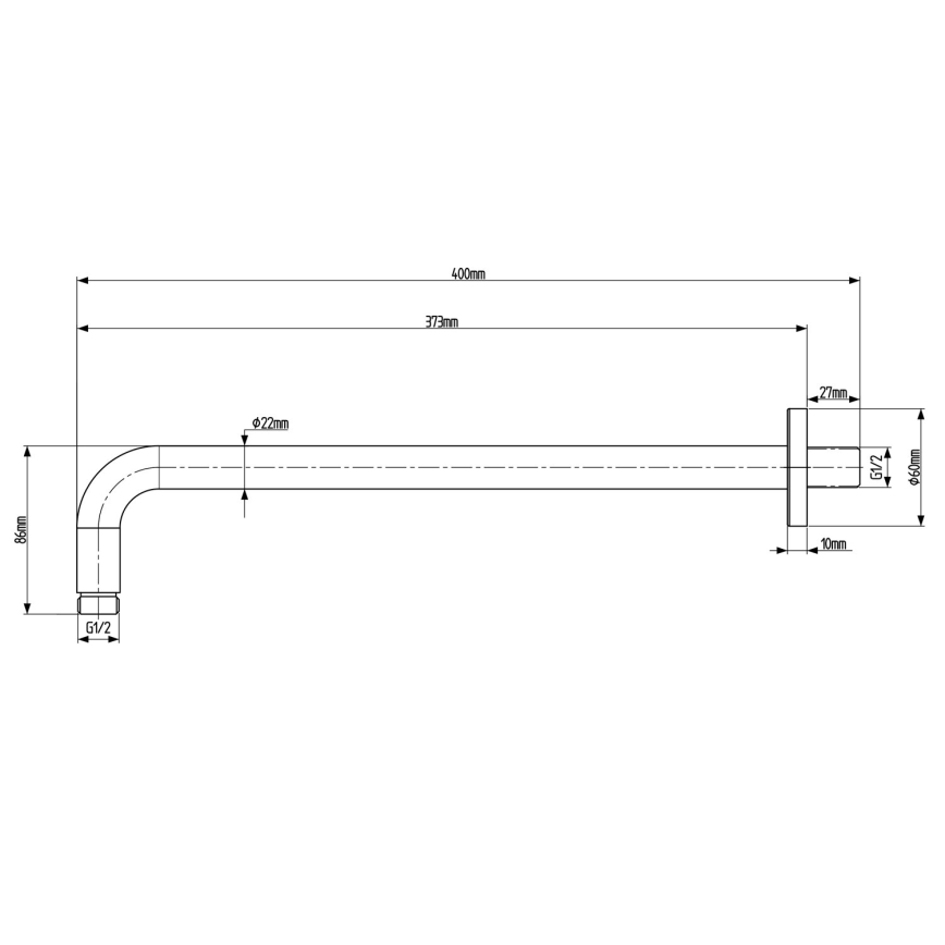 Sapho - Sprchové rameno kulaté 40 cm matná černá