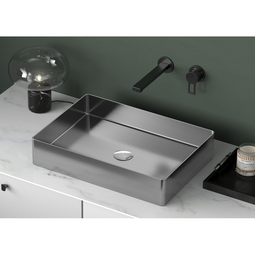 Sapho - Umyvadlo na desku AURUM 50x35 cm broušený nerez