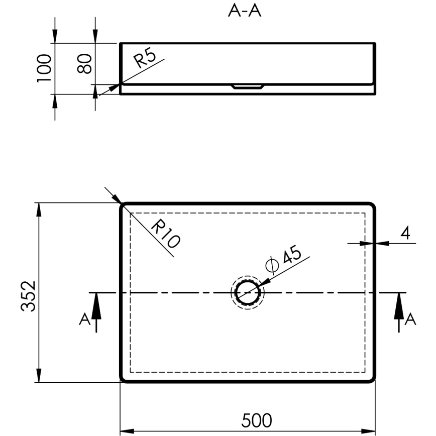 Sapho - Umyvadlo na desku AURUM 50x35 cm broušený nerez
