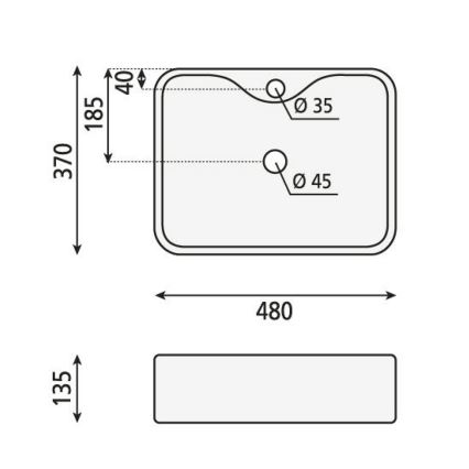 Sapho - Umyvadlo na desku BALENA 48x37 cm matná černá