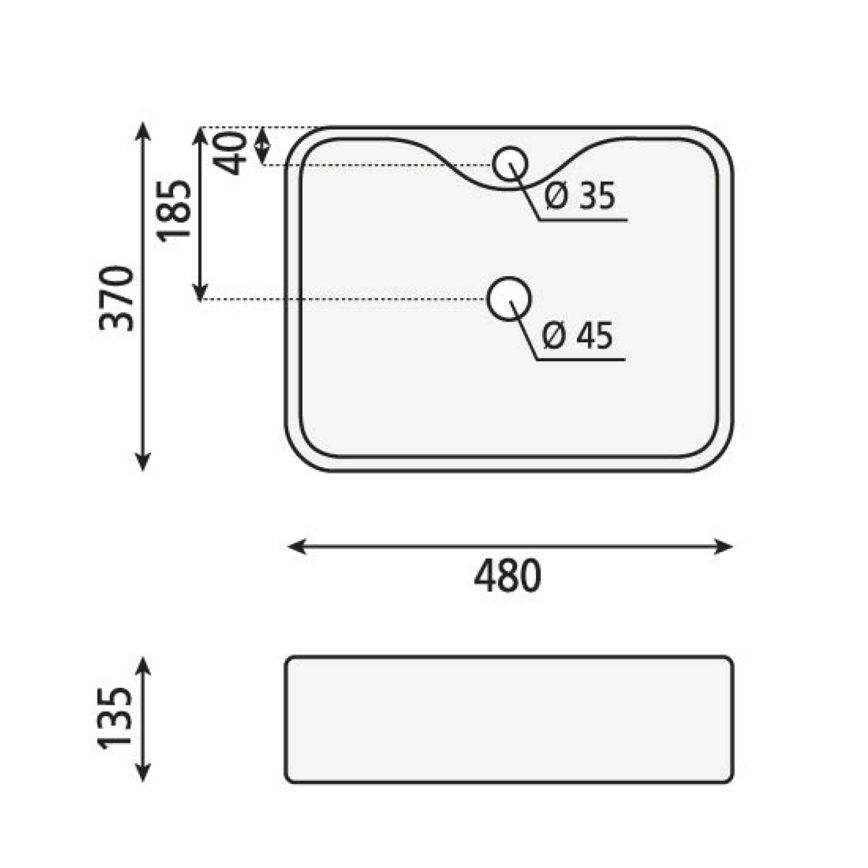 Sapho - Umyvadlo na desku BALENA 48x37 cm matná černá