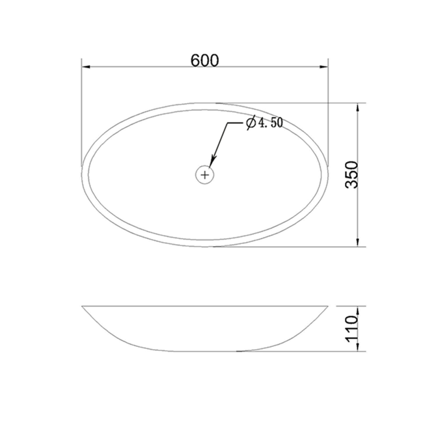 Sapho - Umyvadlo na desku BLOK 60x35 cm marquin/matná černá
