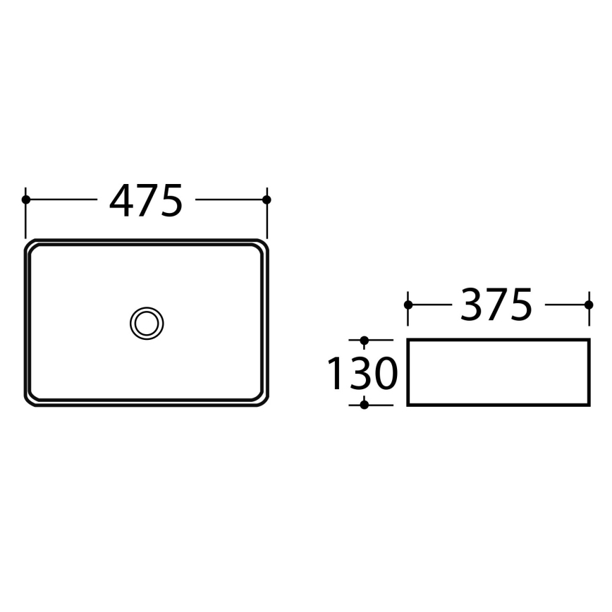 Sapho - Umyvadlo na desku DALMA 47,5x37,5 cm keramika/grigio