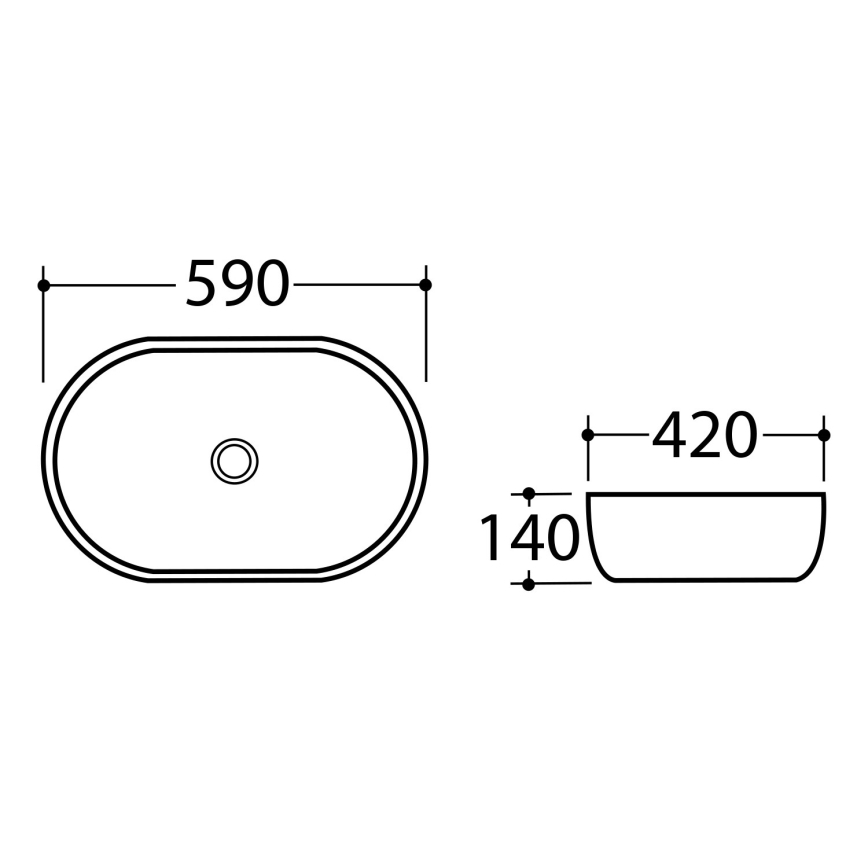 Sapho - Umyvadlo na desku DALMA 59x42 cm keramika/carrara