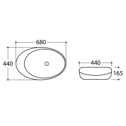 Sapho - Umyvadlo na desku DALMA 68x44 cm grigio