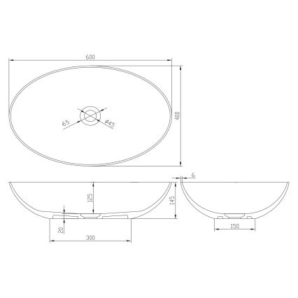 Sapho - Umyvadlo na desku FORMIGO 60x40 cm beton/antracit