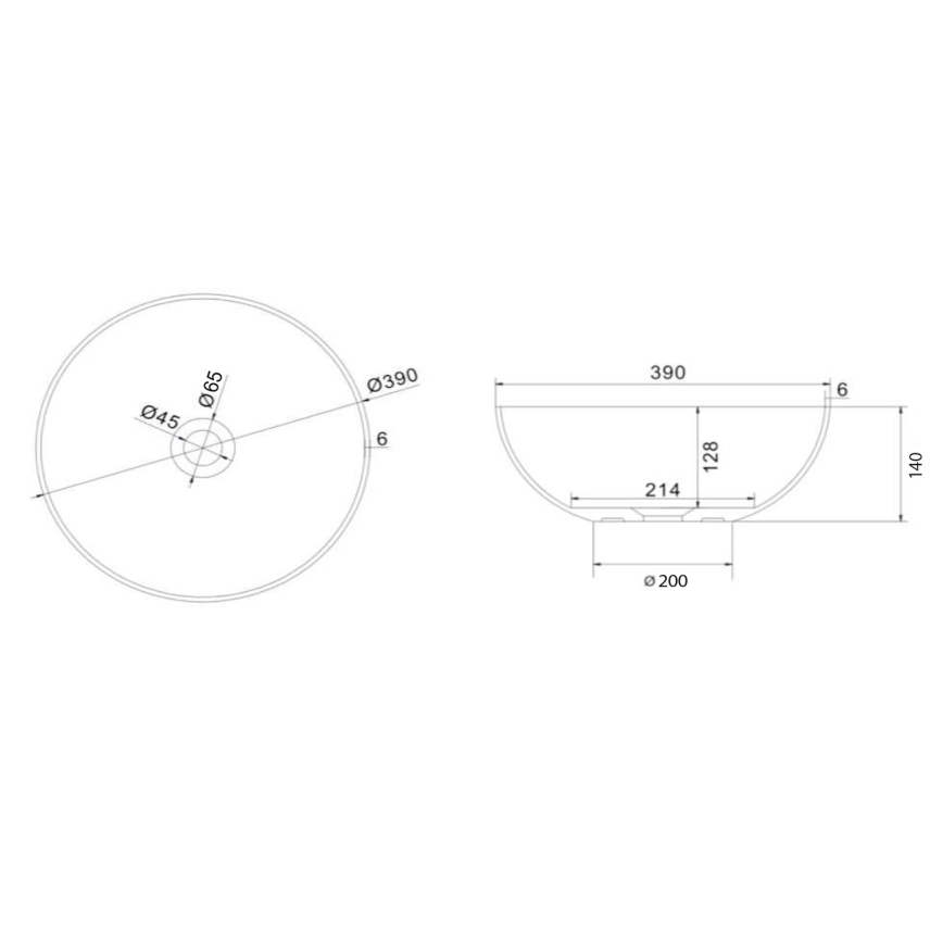 Sapho - Umyvadlo na desku FORMIGO pr. 39 cm beton/antracit