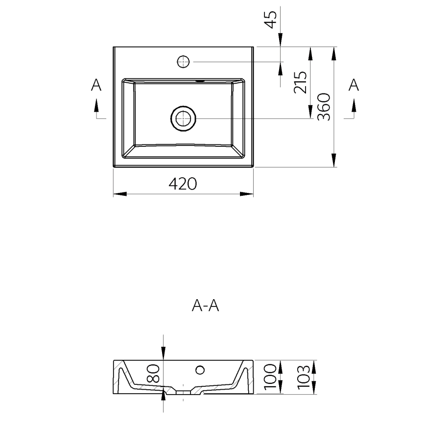 Sapho - Umyvadlo na desku ORINOKO 42x36 cm keramika/bílá
