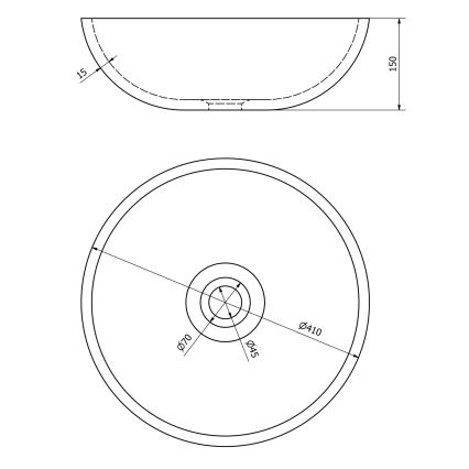 Sapho - Umyvadlo na desku PRIORI pr. 41 cm hnědá/modrá