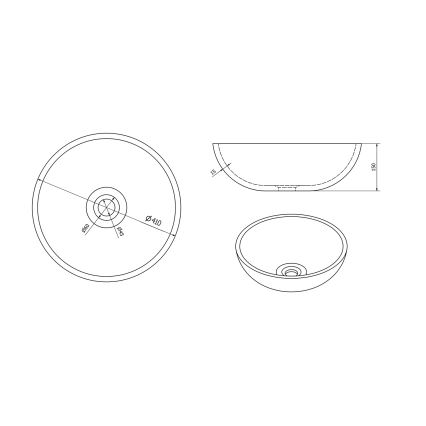 Sapho - Umyvadlo na desku PRIORI pr. 41 cm keramika/hnědá