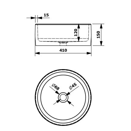 Sapho - Umyvadlo na desku PRIORI pr. 41 cm keramika/modrá