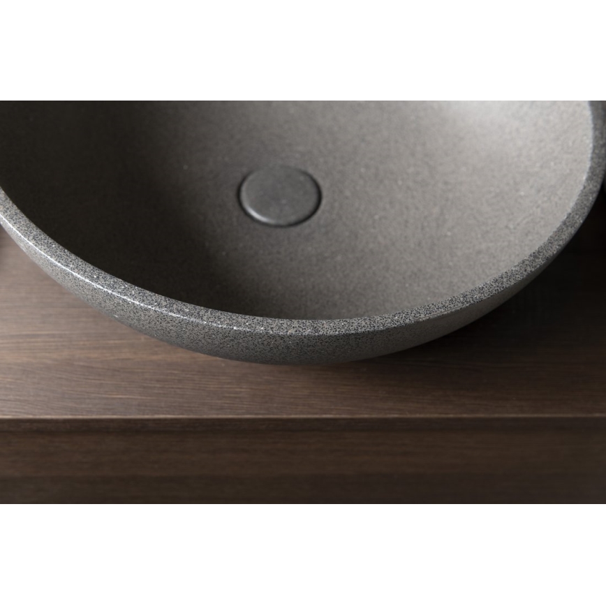 Sapho - Umyvadlo na desku TURF pr. 44 cm beton/černý granit