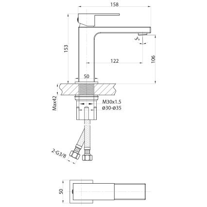 Sapho - Umyvadlová baterie CUBEMIX 15 cm matná zlatá