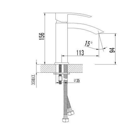 Sapho - Umyvadlová baterie GINKO 15,6 cm matná černá