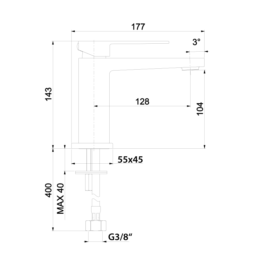 Sapho - Umyvadlová baterie LATUS 14 cm matná černá