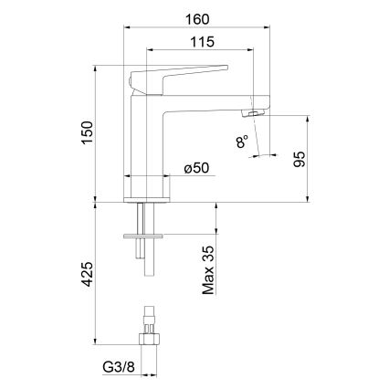 Sapho - Umyvadlová baterie TURSI 15 cm matná černá