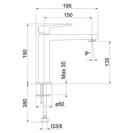 Sapho - Umyvadlová baterie TURSI 19 cm matná černá
