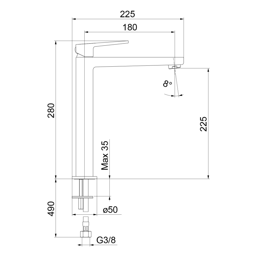 Sapho - Umyvadlová baterie TURSI 28 cm matná černá