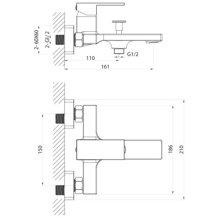 Sapho - Vanová baterie CUBEMIX matná černá