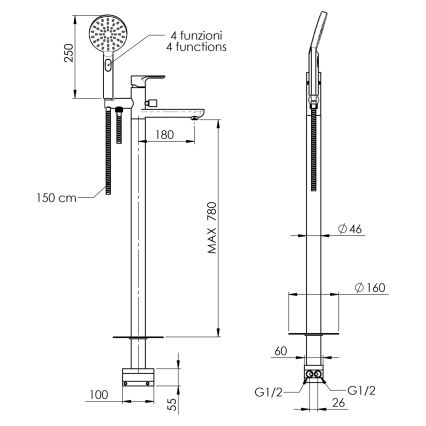 Sapho - Vanová sada s baterií PAX lesklý chrom