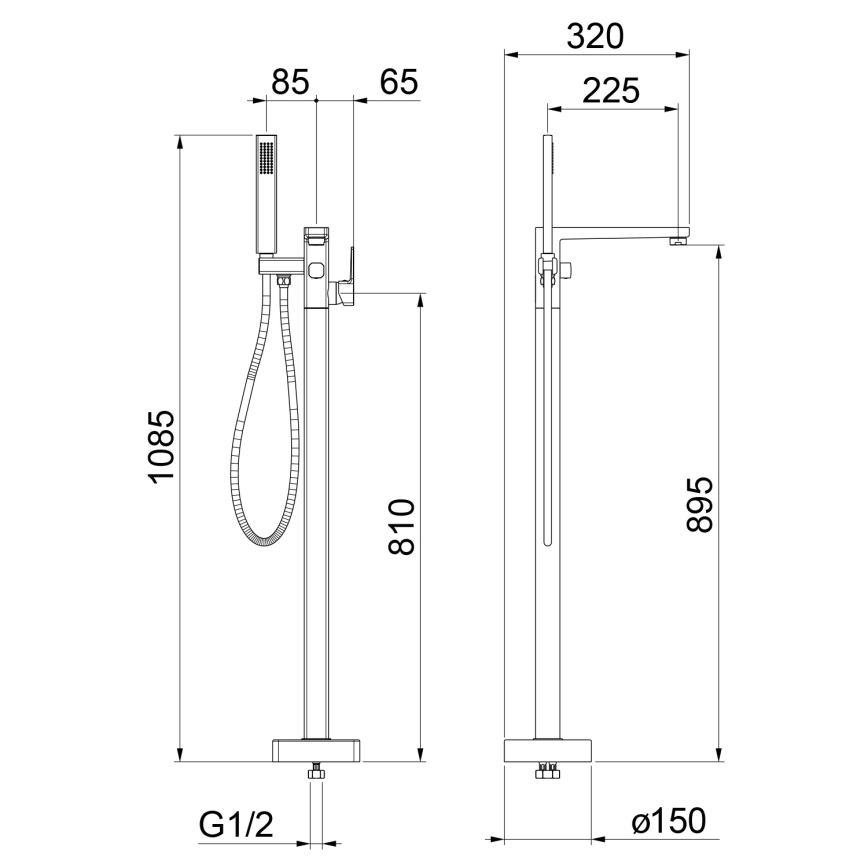 Sapho - Volně stojící vanová sada s baterií TURSI lesklý chrom