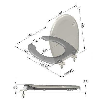 Sapho - Záchodové prkénko pro osoby se zdravotním postižením bílá/duroplast