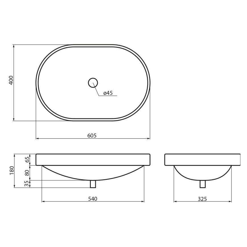 Sapho - Zápustné umyvadlo LIMA 60x40 cm keramika/bílá
