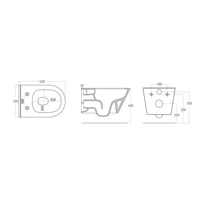 Sapho - Závěsné WC AVVA keramika/černá