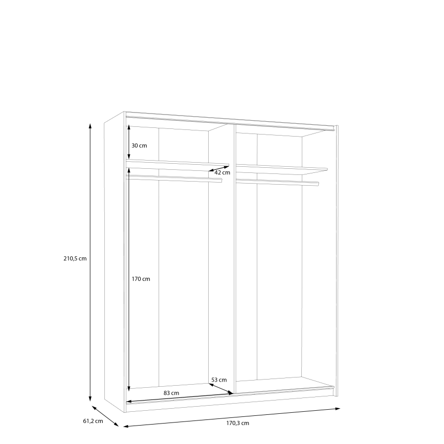 Šatní skříň KARO 170x210 cm šedá/zelená