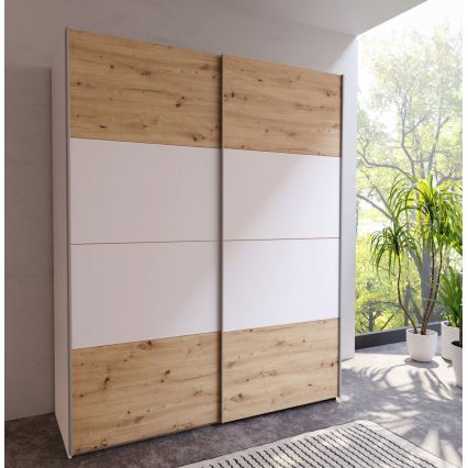 Šatní skříň KARO 170x210x61 cm bílá/dub artisan
