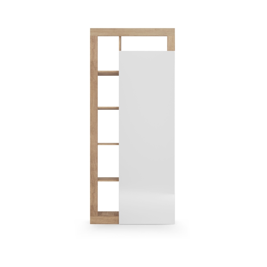 Šatní skříň LENOR 91x209 cm bílá/světlý dub