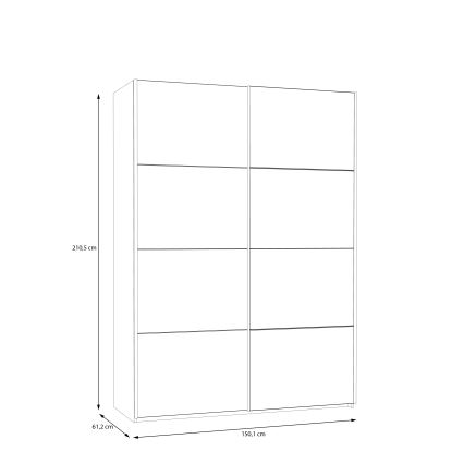 Šatní skříň se zrcadlem KARO 150x210 cm bílá