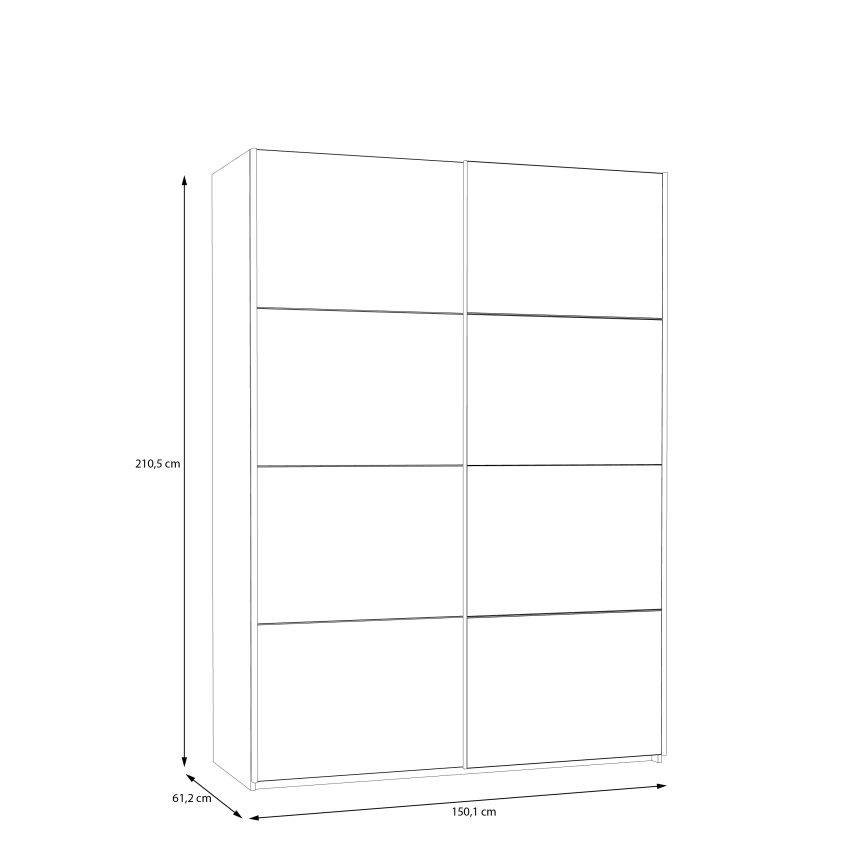 Šatní skříň se zrcadlem KARO 150x210 cm bílá