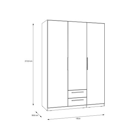Šatní skříň se zrcadlem MARO 150x213 cm dub artisan