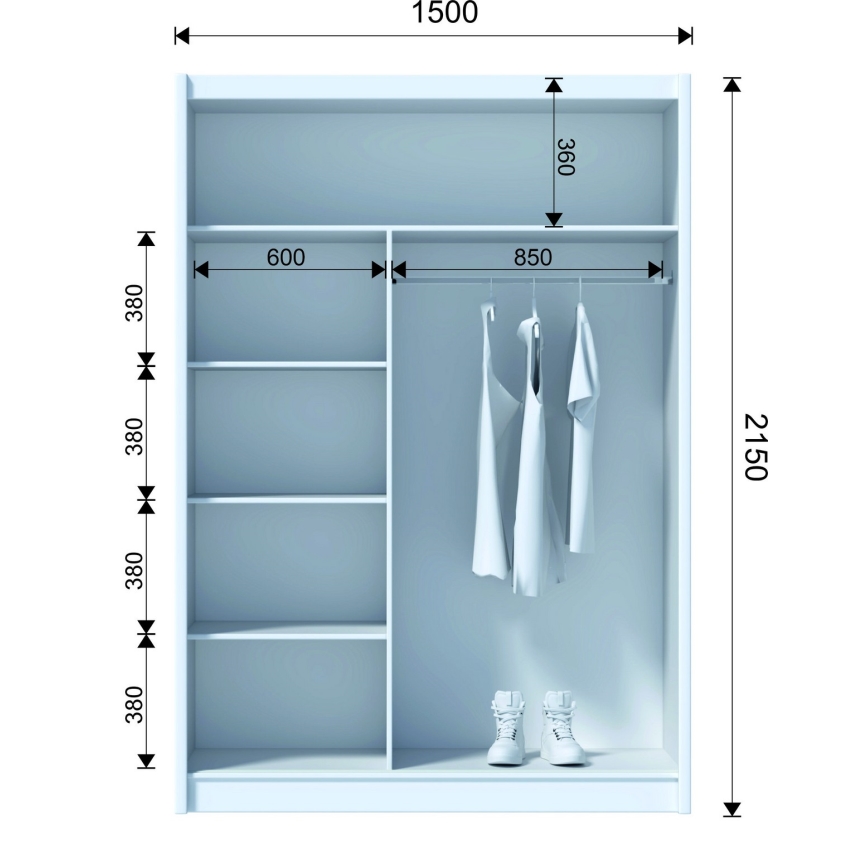 Šatní skříň se zrcadlem MIRO 150x215 cm dub craft/černá