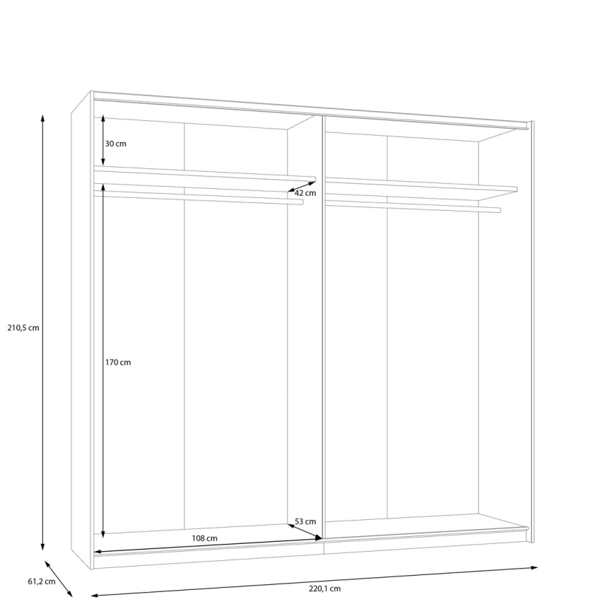 Šatní skříň se zrcadlem ODEN 220x210 cm béžová