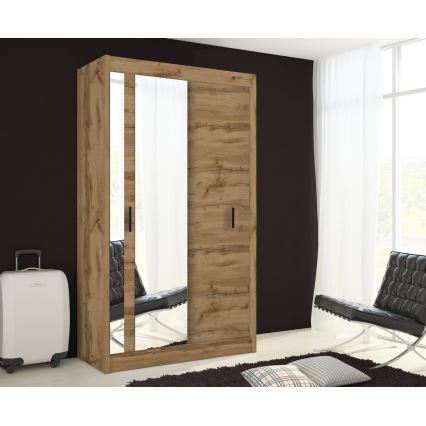 Šatní skříň se zrcadlem SABRINA 120x215 cm dub woltan