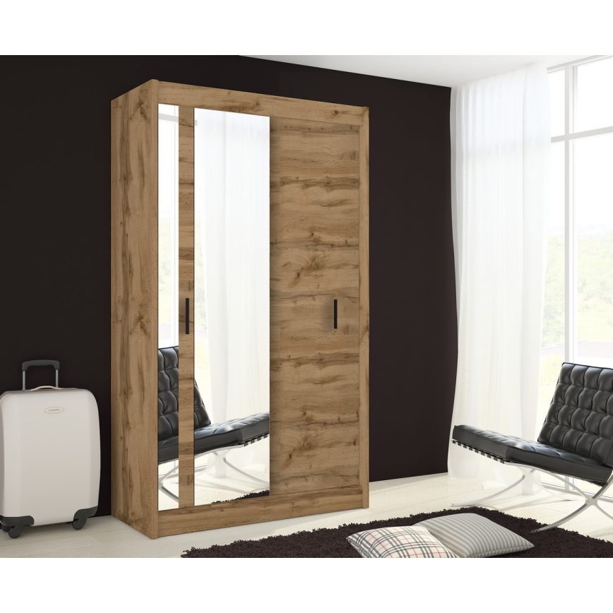 Šatní skříň se zrcadlem SABRINA 120x215 cm dub woltan
