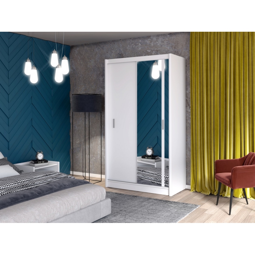 Šatní skříň se zrcadlem SABRINA 150x215 cm bílá