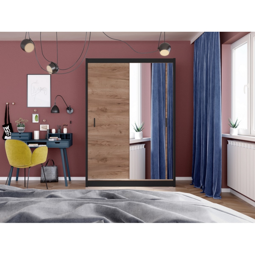 Šatní skříň se zrcadlem SABRINA 150x215 cm dub craft