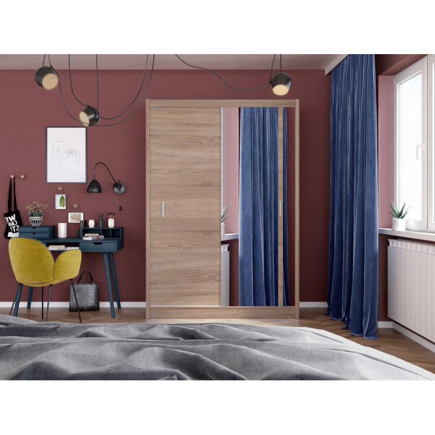 Šatní skříň se zrcadlem SABRINA 150x215 cm dub sonoma