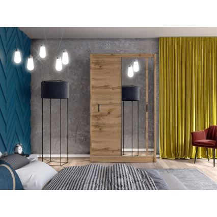 Šatní skříň se zrcadlem SABRINA 150x215x61 cm dub woltan