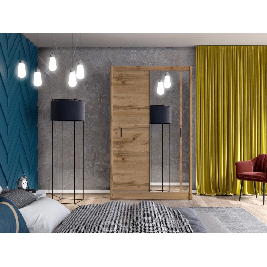 Šatní skříň se zrcadlem SABRINA 150x215x61 cm dub woltan