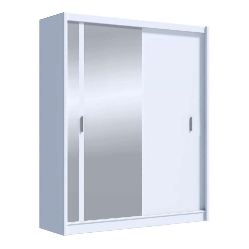 Šatní skříň se zrcadlem SABRINA 180x215 cm bílá
