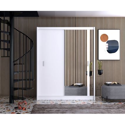 Šatní skříň se zrcadlem SABRINA 180x215 cm bílá