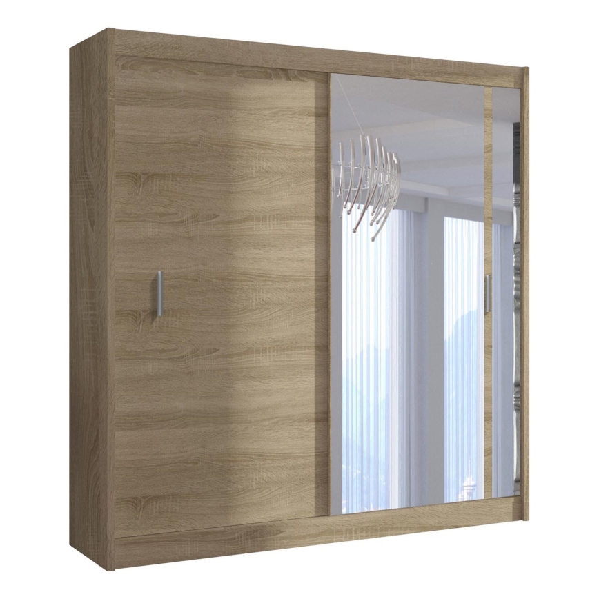 Šatní skříň se zrcadlem SABRINA 180x215 cm dub sonoma