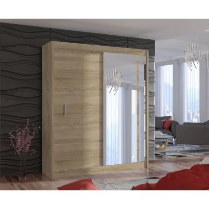 Šatní skříň se zrcadlem SABRINA 180x215 cm dub sonoma