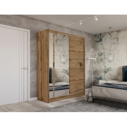 Šatní skříň se zrcadlem SABRINA 180x215 cm dub woltan
