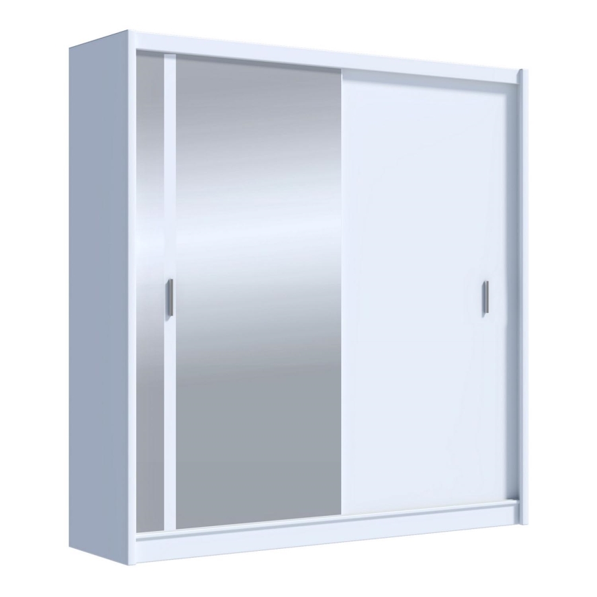 Šatní skříň se zrcadlem SABRINA 203x215 cm bílá